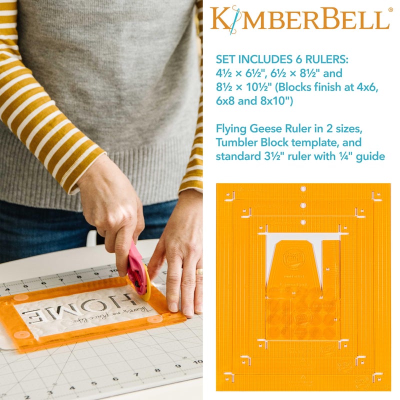 Kimberbell Orange Pop Quilting Rulers - Rectangle Set of 6 - Quilt Rulers for Cutting Quilt Blocks, Non-Slip, Bonus Quilting Rulers Included - Image 3